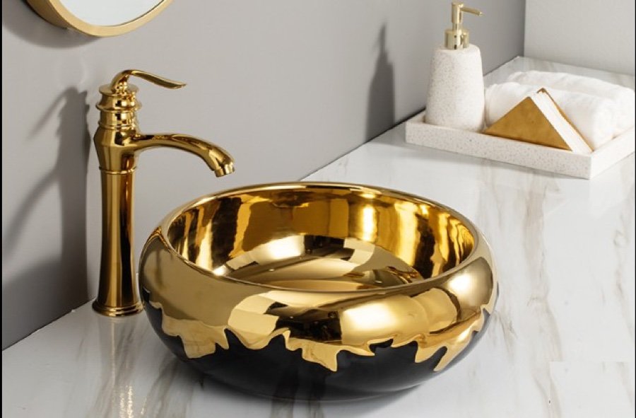 Lavamanos Dorado / Negro